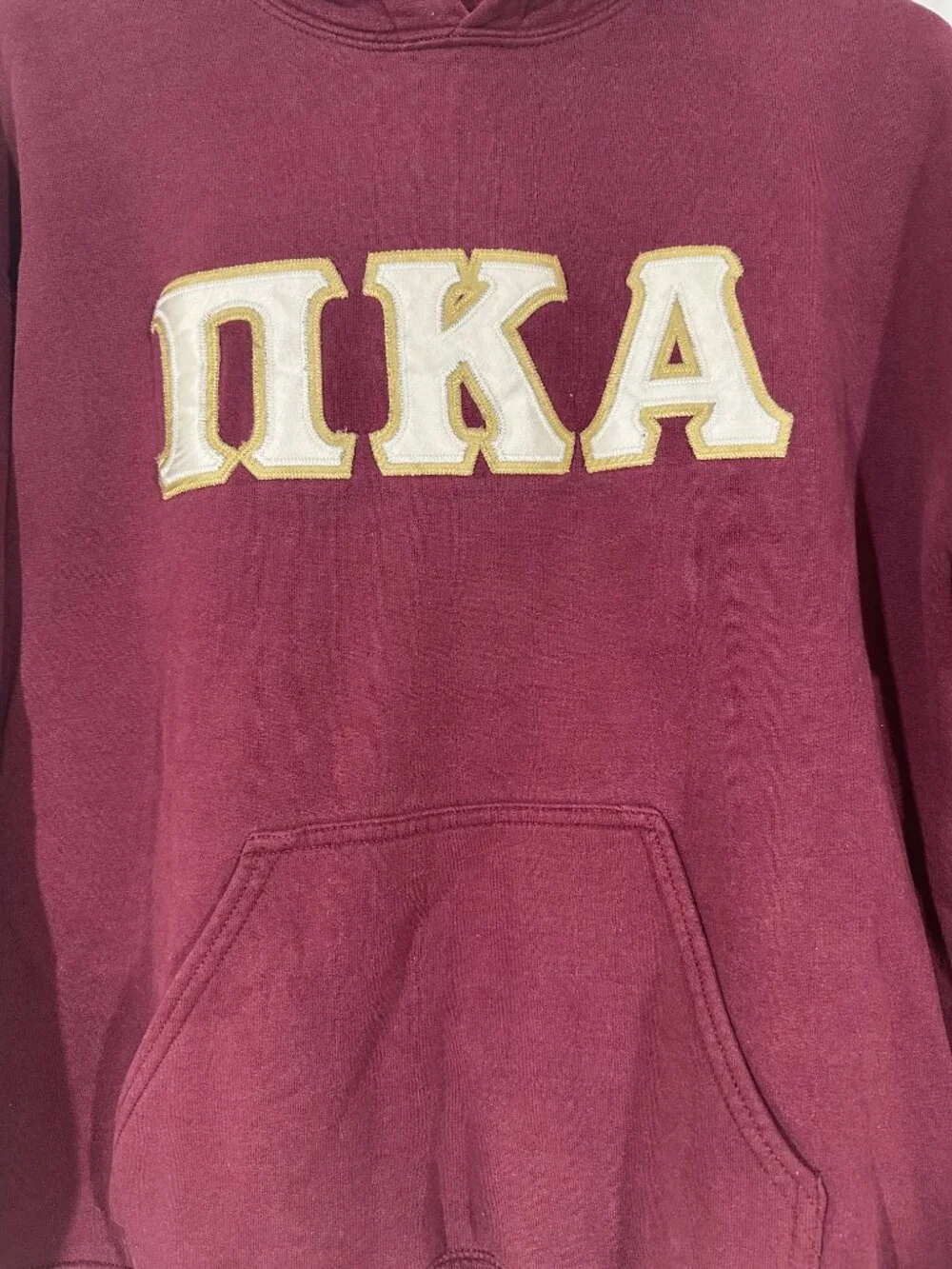 Pi Kappa Alpha PIKE Hoodie Size Medium Burgundy Greek Letter Sweatshirt - Picture 6 of 7